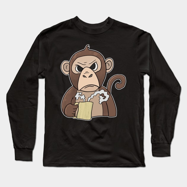 Grumpy little monkey with Coffee Morning Grouch Long Sleeve T-Shirt by Mesyo